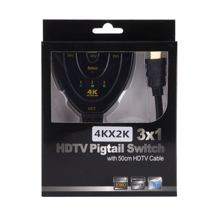 3 in 1 HDMI Input  4K x 2K HDTV Pigtail Switch Adapter HDMI Splitter