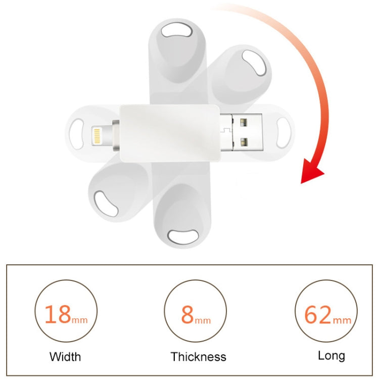 S29 3 in 1 256GB Micro USB + USB + 8 Pin Interface Metal Twister Flash Disk