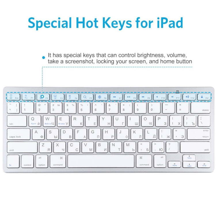 WB-8022 Ultra-thin Wireless Bluetooth Keyboard for iPad, Samsung, Huawei, Xiaomi, Tablet PCs or Smartphones, Russian Keys