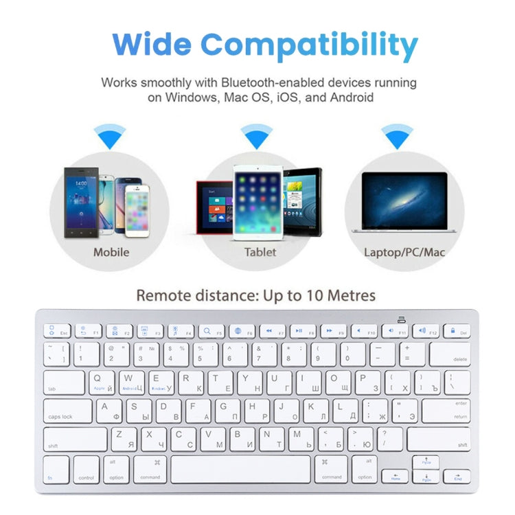 WB-8022 Ultra-thin Wireless Bluetooth Keyboard for iPad, Samsung, Huawei, Xiaomi, Tablet PCs or Smartphones, Russian Keys