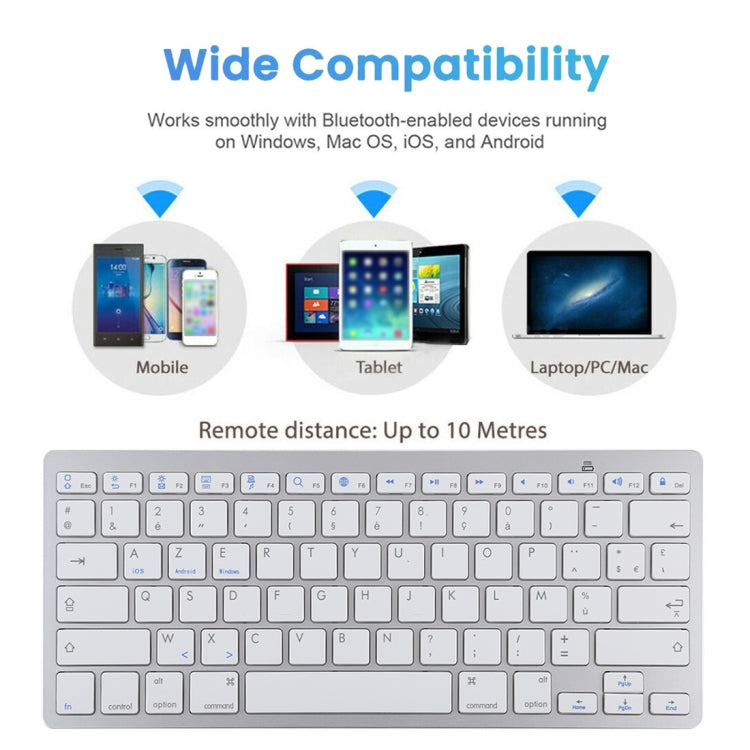 WB-8022 Ultra-thin Wireless Bluetooth Keyboard for iPad, Samsung, Huawei, Xiaomi, Tablet PCs or Smartphones, French Keys