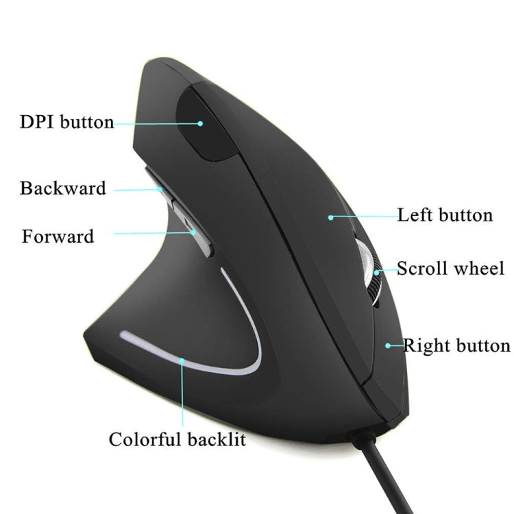 CM0093 Battery Version 2.4GHz Three-button Wireless Optical Mouse Vertical Mouse for Left-hand, Resolution: 1000DPI / 1200DPI / 1600DPI