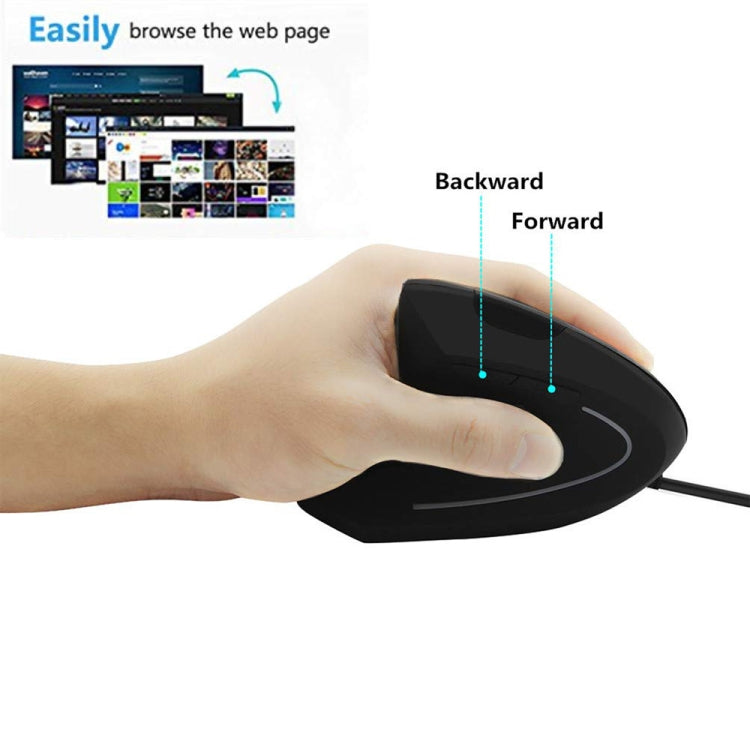 CM0093 Wired Version 2.4GHz Three-button Vertical Mouse for Left-hand, Resolution: 1000DPI / 1200DPI / 1600DPI, Cable Length：1.7m