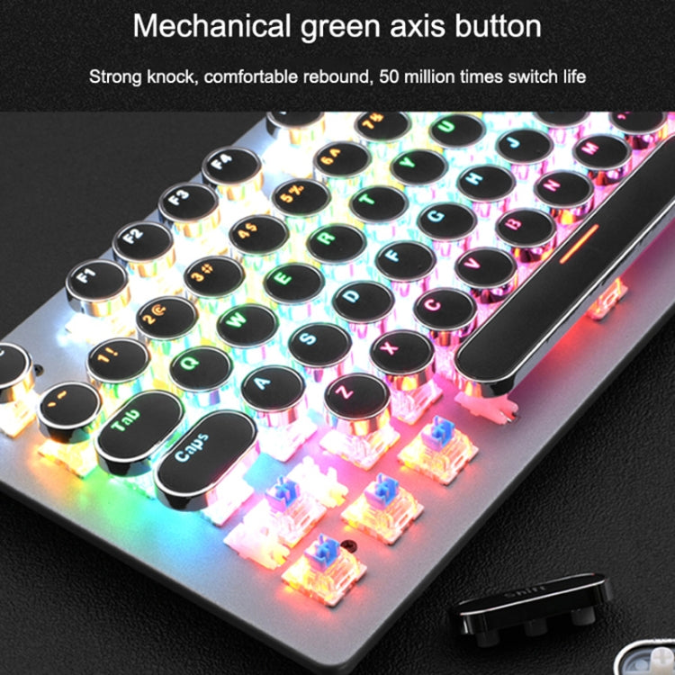 MSEZ HJK920-7 104-keys Electroplated Transparent Character Punk Keycap Colorful Backlit Wired Mechanical Gaming Keyboard, Support Autonomous Shaft Change