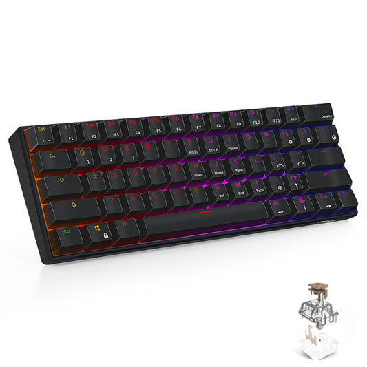 RK61 61 Keys Bluetooth / 2.4G Wireless / USB Wired Three Modes Brown Switch Tablet Mobile Gaming Mechanical Keyboard with RGB Backlight, Cable Length: 1.5m