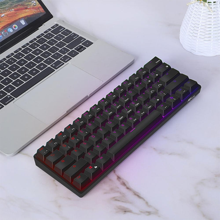 RK61 61 Keys Bluetooth / 2.4G Wireless / USB Wired Three Modes Brown Switch Tablet Mobile Gaming Mechanical Keyboard with RGB Backlight, Cable Length: 1.5m