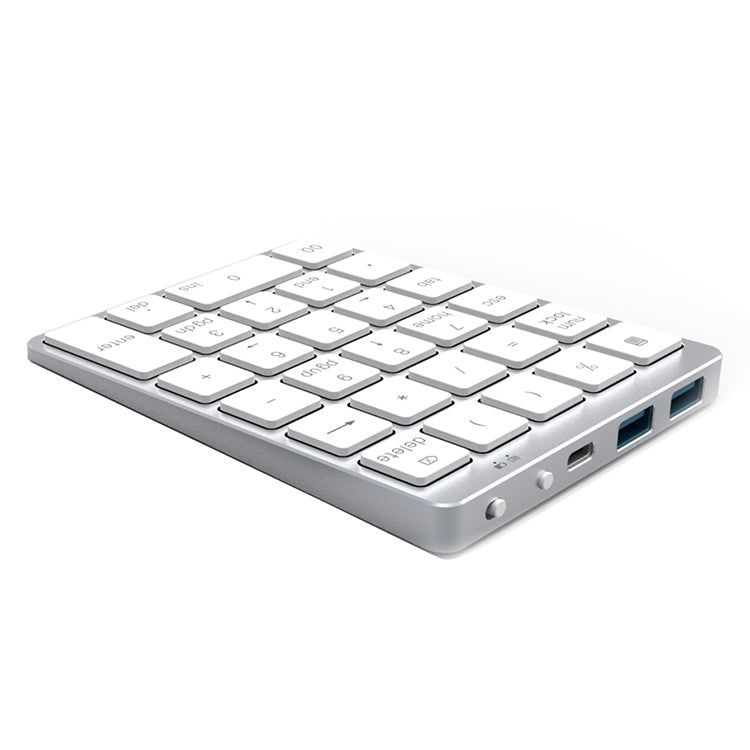 N970 Pro Dual Modes Aluminum Alloy Rechargeable Wireless Bluetooth Numeric Keyboard with USB HUB