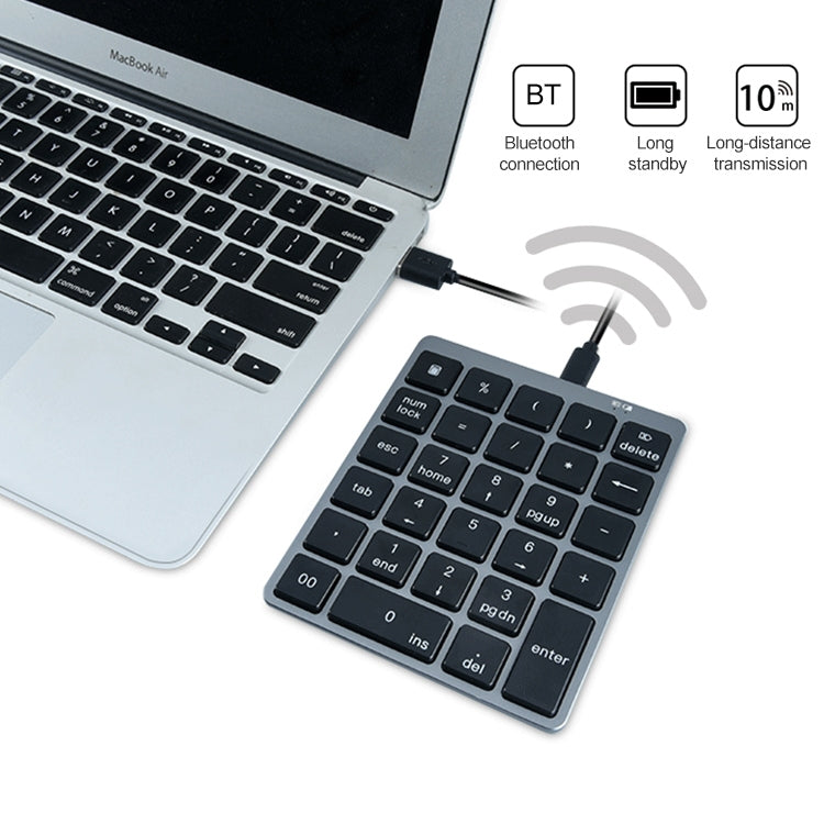 N970 Pro Dual Modes Aluminum Alloy Rechargeable Wireless Bluetooth Numeric Keyboard with USB HUB