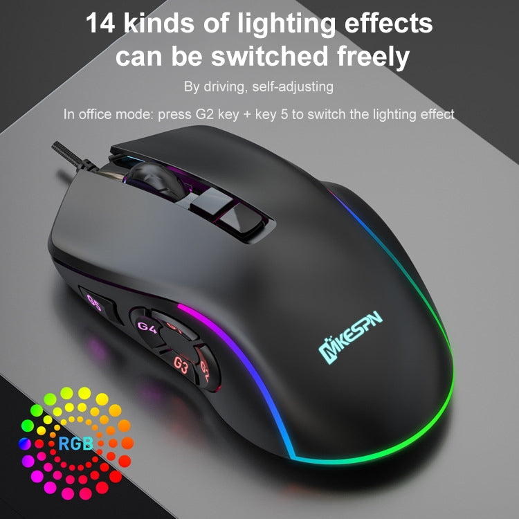 MKESPN X9 10 Buttons 7200DPI RGB Macro Definition Gaming Wired Mouse