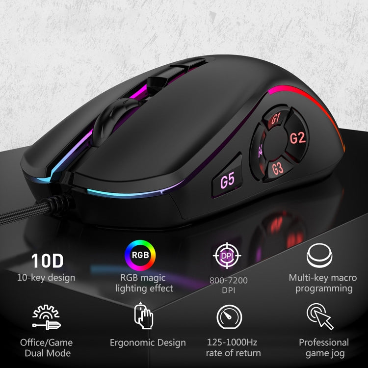 MKESPN X9 10 Buttons 7200DPI RGB Macro Definition Gaming Wired Mouse