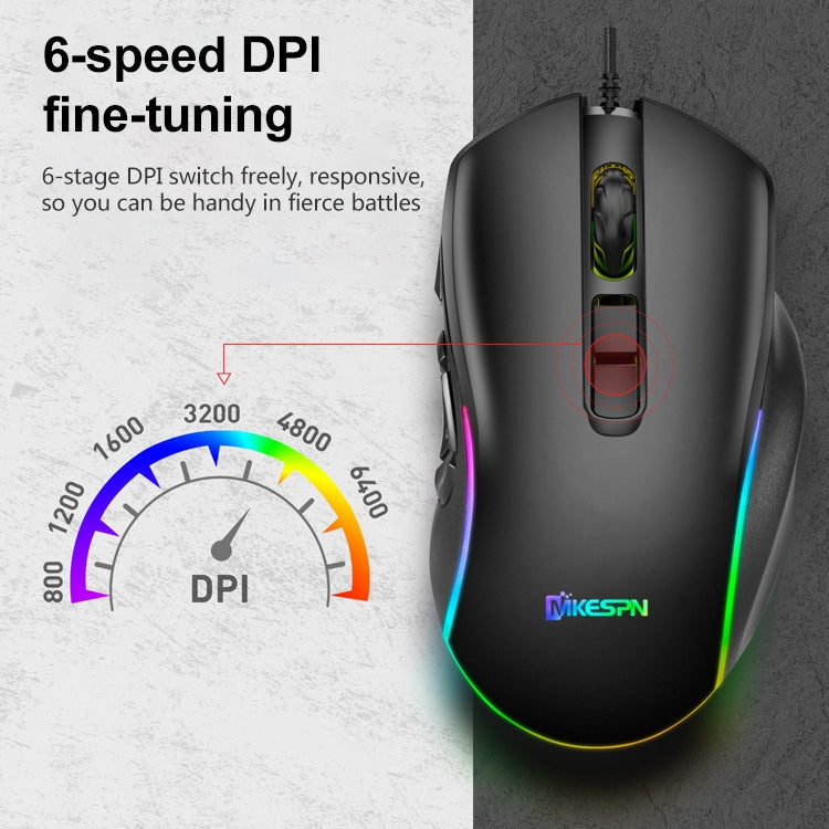 MKESPN X9 10 Buttons 7200DPI RGB Macro Definition Gaming Wired Mouse