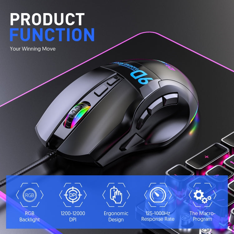 MKESPN X10 9-Buttons RGB Wired Macro Definition Gaming Mouse