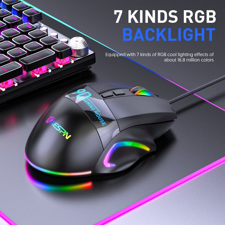 MKESPN X10 9-Buttons RGB Wired Full Speed Macro Definition Gaming Mouse