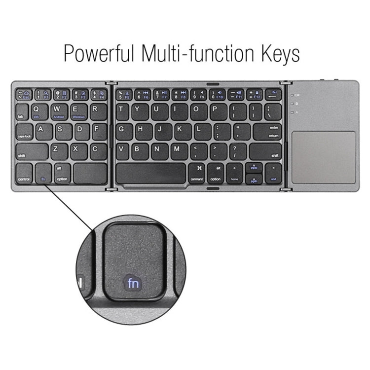 B033 Rechargeable 3-Folding 64 Keys Bluetooth Wireless Keyboard with Touchpad