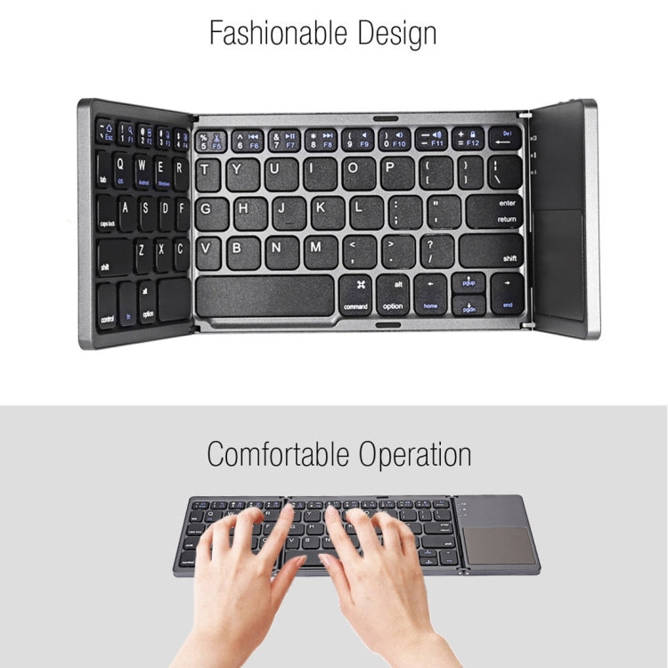 B033 Rechargeable 3-Folding 64 Keys Bluetooth Wireless Keyboard with Touchpad