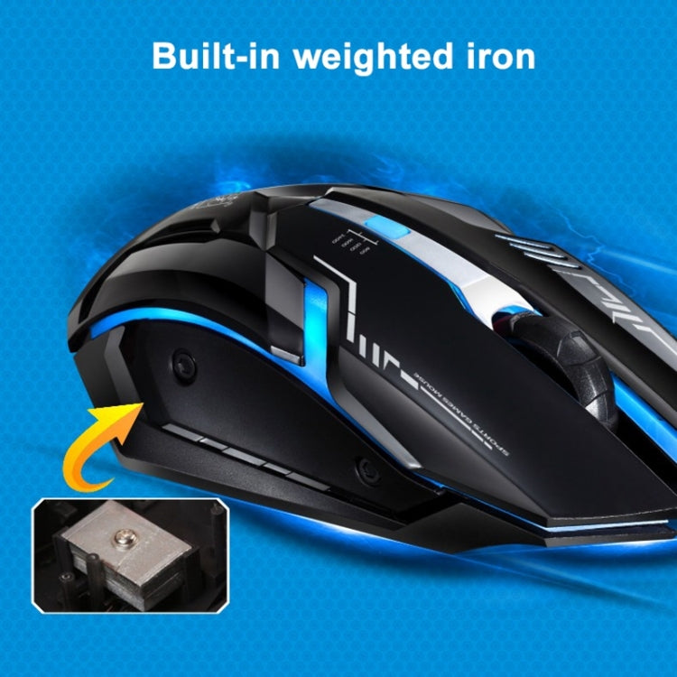 Chasing Leopard V17 USB 2400DPI Four-speed Adjustable Line Pattern Wired Optical Gaming Mouse with LED Breathing Light, Length: 1.45m