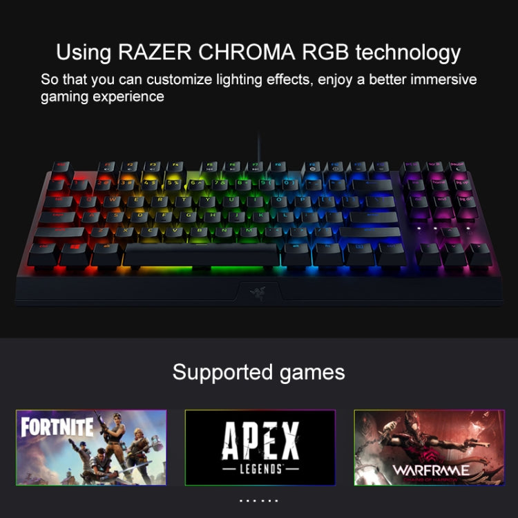 Razer BlackWidow V3 Tenkeyless RGB Lighting Wired Mechanical Keyboard, Competitive Version (Yellow Shaft)