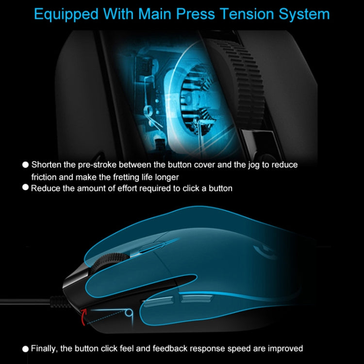 Logitech G102 6-keys RGB Glowing 6000DPI Five-speed Adjustable Wired Optical Gaming Mouse, Length: 2m