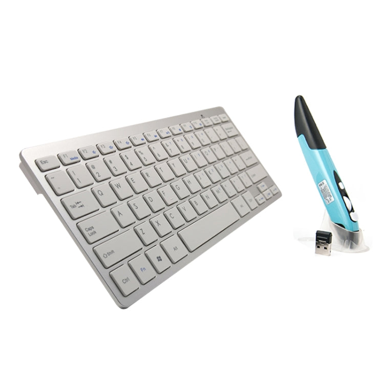 KM-808 2.4GHz Wireless Multimedia Keyboard + Wireless Optical Pen Mouse with USB Receiver Set for Computer PC Laptop, Random Pen Mouse Color Delivery