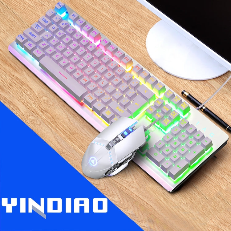 YINDIAO K002 USB Wired Mechanical Feel RGB Backlight Keyboard + Optical Silent Mouse Set