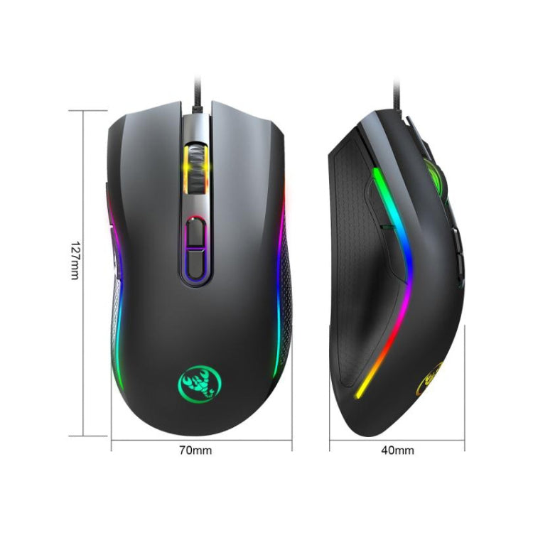 HXSJ A869 Type-C 7200dpi 6-modes Adjustable 7-keys RGB Light Wired Game Mouse