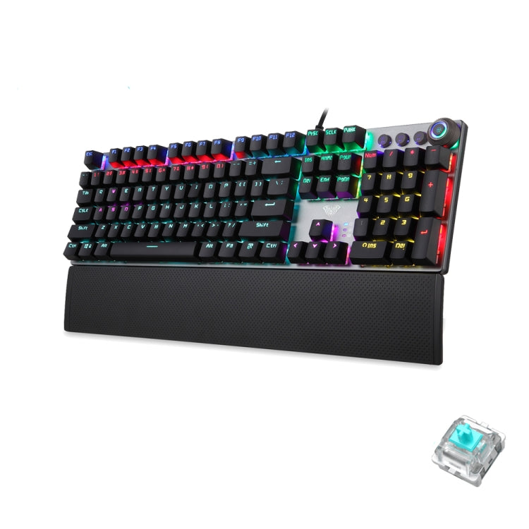 AULA F2088 108 Keys Mixed Light Mechanical Blue Switch Wired USB Gaming Keyboard with Metal Button