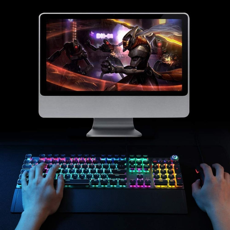 AULA F2088 108 Keys Mixed Light Mechanical Blue Switch Wired USB Gaming Keyboard with Metal Button