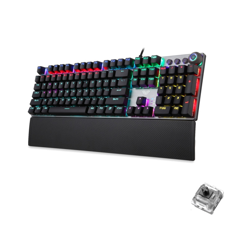 AULA F2088 108 Keys Mixed Light Mechanical Black Switch Wired USB Gaming Keyboard with Metal Button