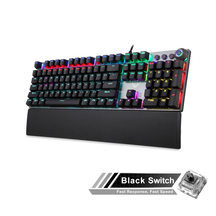 AULA F2088 108 Keys Mixed Light Mechanical Black Switch Wired USB Gaming Keyboard with Metal Button