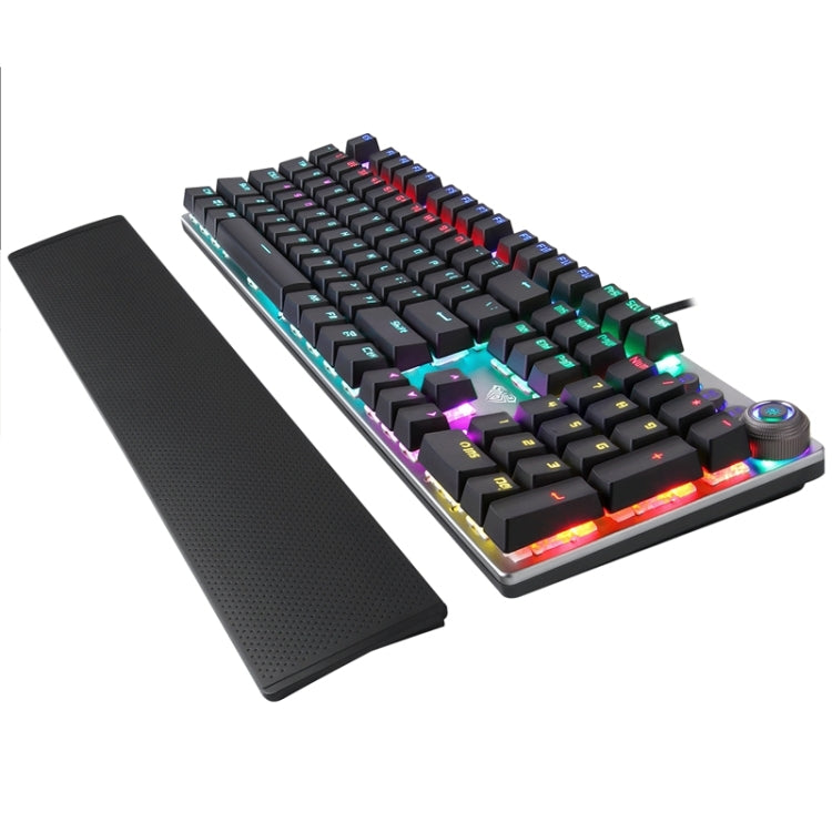 AULA F2088 108 Keys Mixed Light Mechanical Black Switch Wired USB Gaming Keyboard with Metal Button