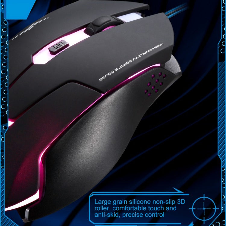 Chasing Leopard T7 USB 6-keys 2400DPI Three-speed Adjustable Backlight Wired Optical Gaming Mouse Built-in Counter Weight, Length: 1.8m