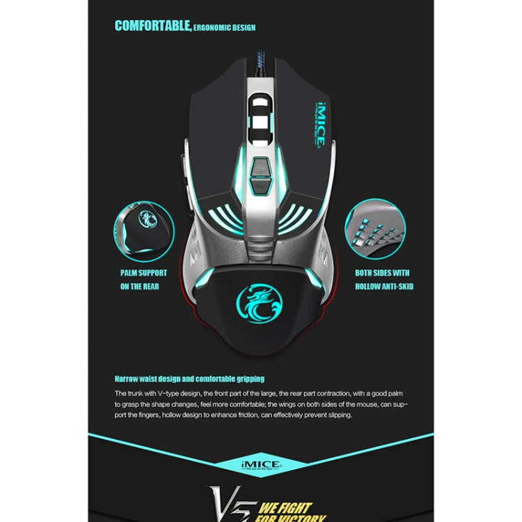 iMICE V5 USB 7 Buttons 4000 DPI Wired Optical Colorful Backlight Gaming Mouse for Computer PC Laptop