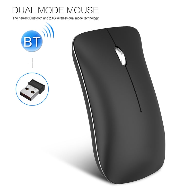 HXSJ T23 Bluetooth 5.0 + Bluetooth 3.0 + 2.4GHz Wireless Three Modes 4-Keys 1600 DPI Adjustable Ergonomics Optical Mouse