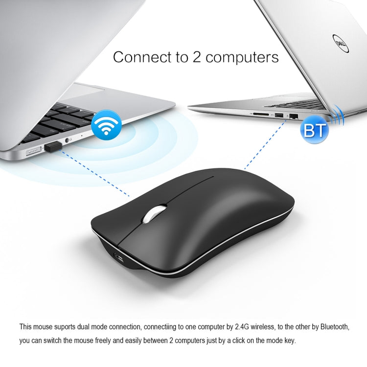 HXSJ T23 Bluetooth 5.0 + Bluetooth 3.0 + 2.4GHz Wireless Three Modes 4-Keys 1600 DPI Adjustable Ergonomics Optical Mouse