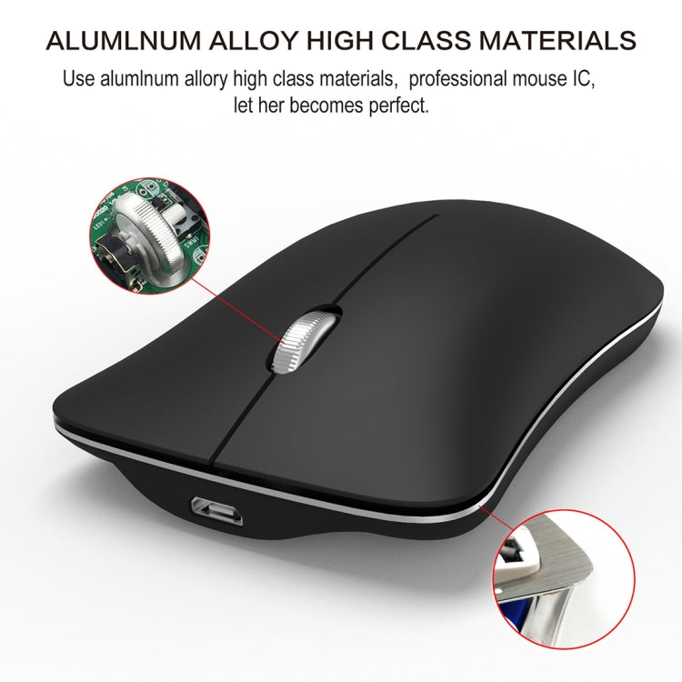 HXSJ T23 Bluetooth 5.0 + Bluetooth 3.0 + 2.4GHz Wireless Three Modes 4-Keys 1600 DPI Adjustable Ergonomics Optical Mouse