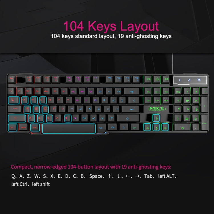 iMICE AK-600 Wired USB Floating Keycap Characters Glow Backlit Gaming Keyboard