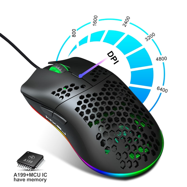 HXSJ J900 6 Keys RGB Lighting Programmable Gaming Wired Mouse (White)