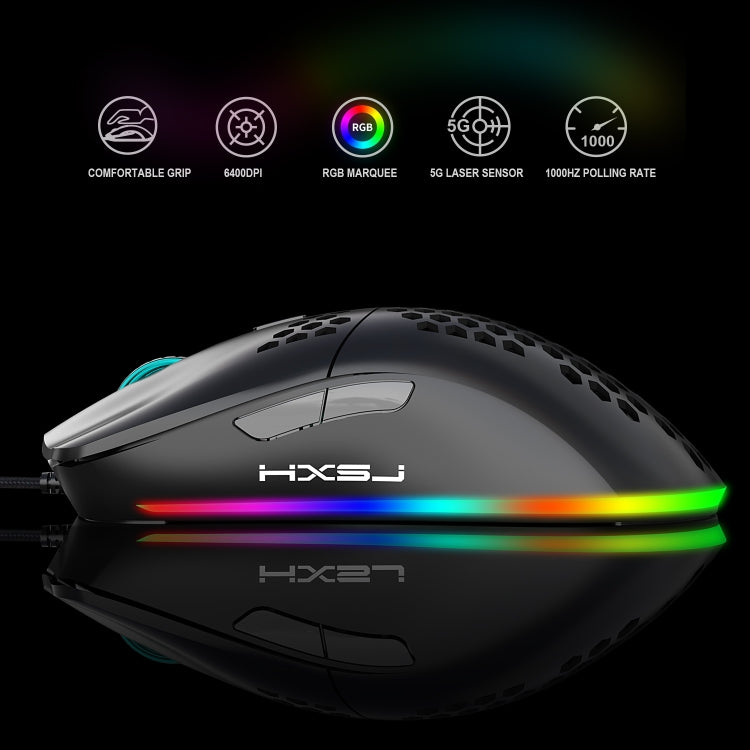 HXSJ J900 6 Keys RGB Lighting Programmable Gaming Wired Mouse (White)