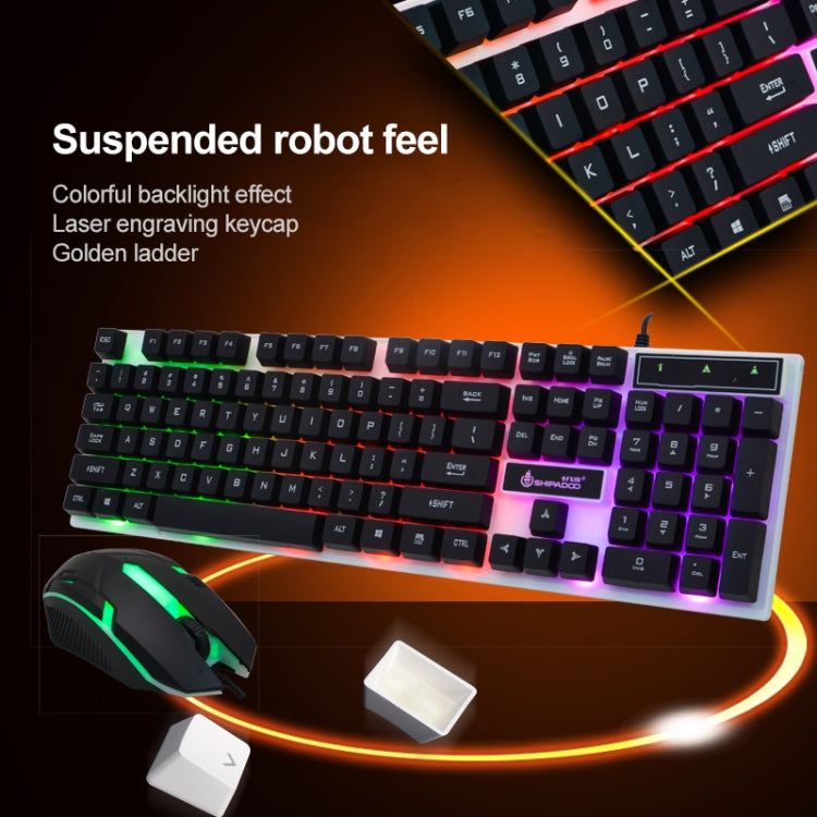 SHIPADOO D280 Wired RGB Backlight Mechanical Feel Suspension Keyboard + 3D Cool Mouse Kit for Laptop, PC