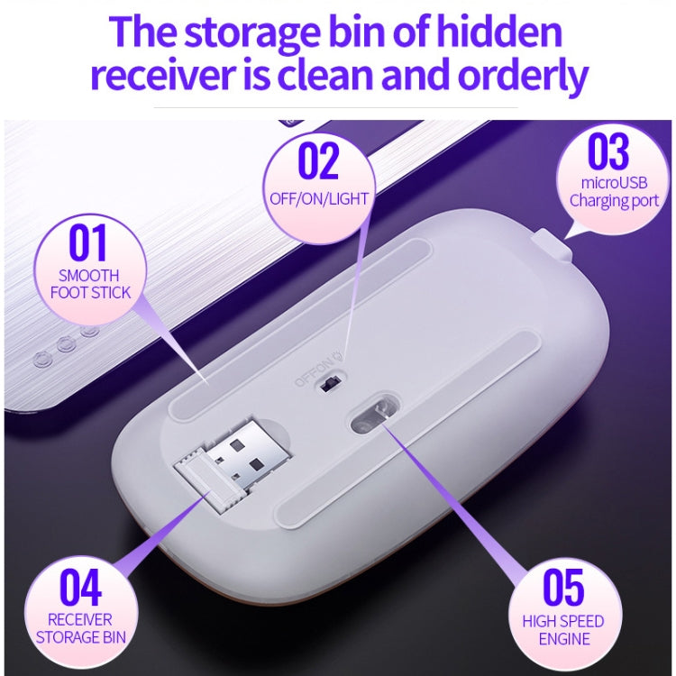 YINDIAO A2 2.4GHz 1600DPI 3-modes Adjustable RGB Light Rechargeable Wireless Silent Mouse