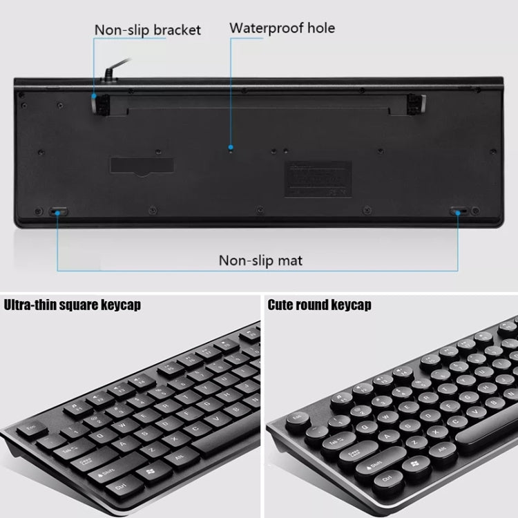 ZGB S500 Round Key USB Wired Computer Keyboard