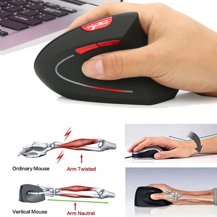 HXSJ T24 6 Buttons 2400 DPI 2.4G Wireless Vertical Ergonomic Mouse with USB Receiver