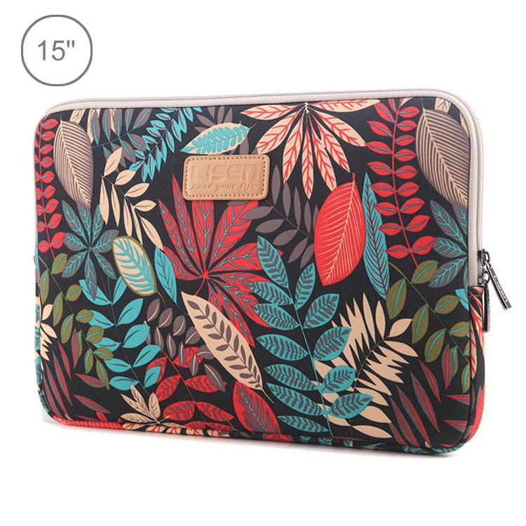 Sleeve Case Colorful Leaves Zipper Briefcase Carrying Bag for Macbook, Samsung, Lenovo, Sony, DELL Alienware, CHUWI, ASUS, HP, 15.6 inch and Below Laptops