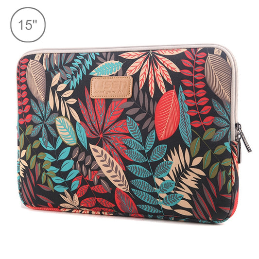 Sleeve Case Colorful Leaves Zipper Briefcase Carrying Bag for Macbook, Samsung, Lenovo, Sony, DELL Alienware, CHUWI, ASUS, HP, 15.6 inch and Below Laptops