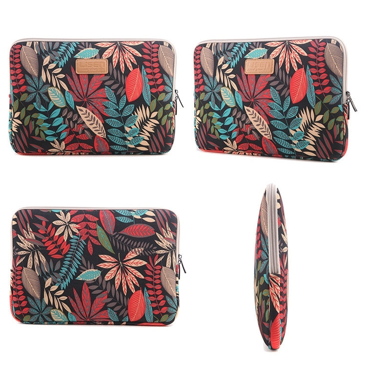 Sleeve Case Colorful Leaves Zipper Briefcase Carrying Bag for Macbook, Samsung, Lenovo, Sony, DELL Alienware, CHUWI, ASUS, HP, 15.6 inch and Below Laptops