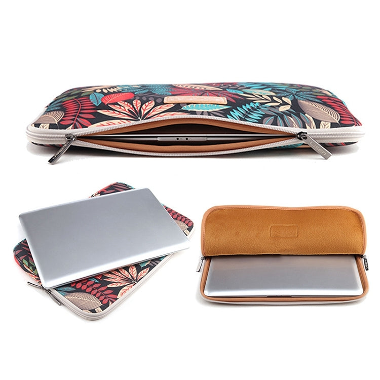 Sleeve Case Colorful Leaves Zipper Briefcase Carrying Bag for Macbook, Samsung, Lenovo, Sony, DELL Alienware, CHUWI, ASUS, HP, 15.6 inch and Below Laptops