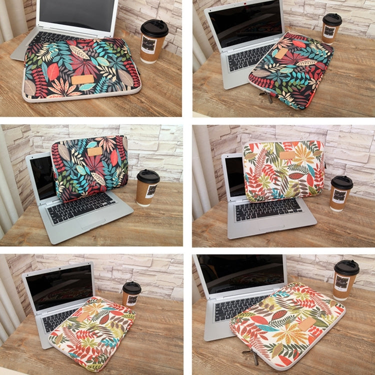 Sleeve Case Colorful Leaves Zipper Briefcase Carrying Bag for Macbook, Samsung, Lenovo, Sony, DELL Alienware, CHUWI, ASUS, HP, 15.6 inch and Below Laptops