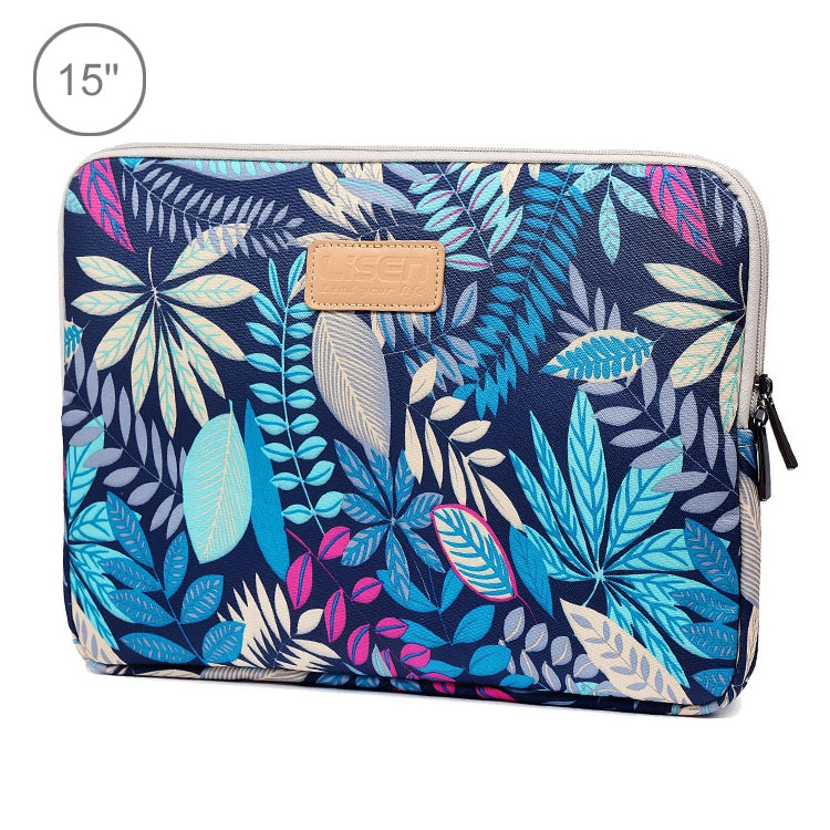 Sleeve Case Colorful Leaves Zipper Briefcase Carrying Bag for Macbook, Samsung, Lenovo, Sony, DELL Alienware, CHUWI, ASUS, HP, 15.6 inch and Below Laptops