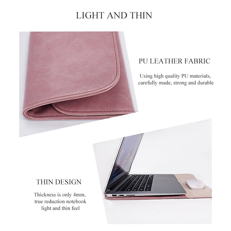 PU01S PU Leather Horizontal Invisible Magnetic Buckle Laptop Inner Bag for 13.3 inch laptops