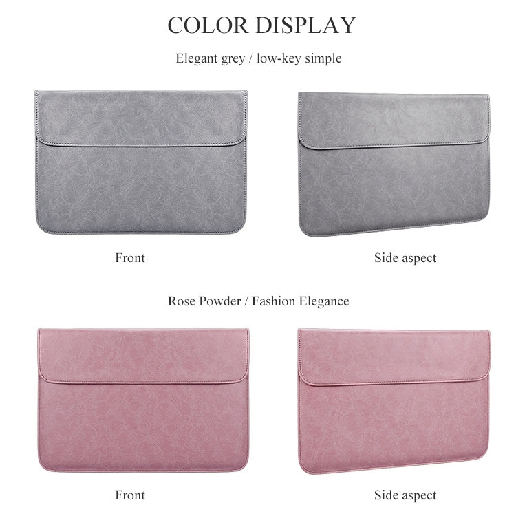 PU01S PU Leather Horizontal Invisible Magnetic Buckle Laptop Inner Bag for 13.3 inch laptops